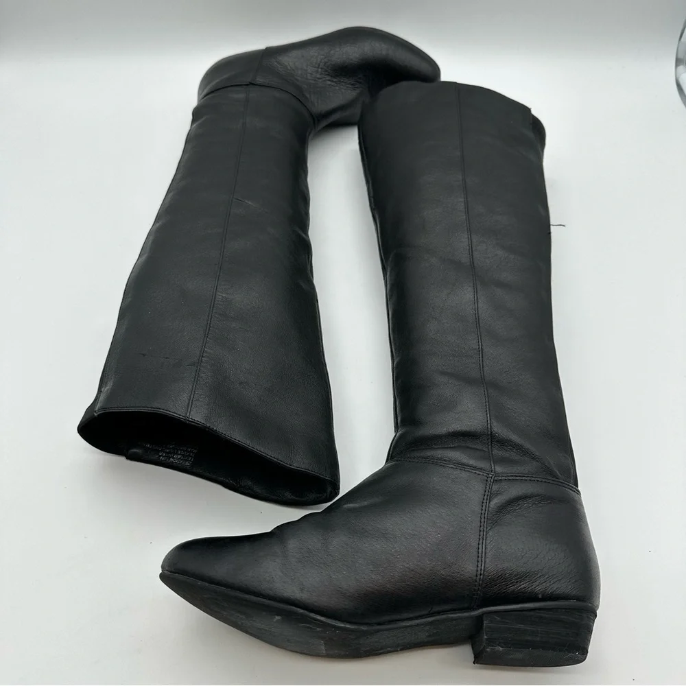 Steve Madden Creation Black Leather Knee High Boots